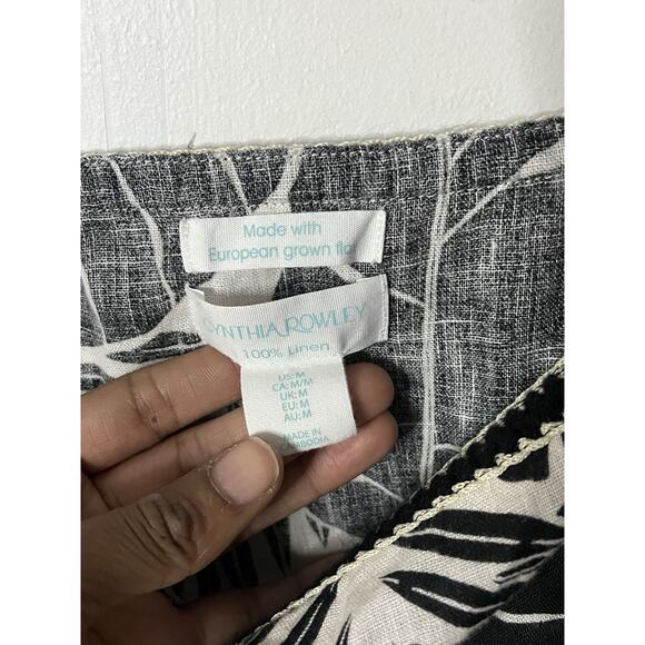 Cynthia Rowley 100% Linen European Flax Botanical Lace Trim Blouse Womens Medium - Picture 5 of 8